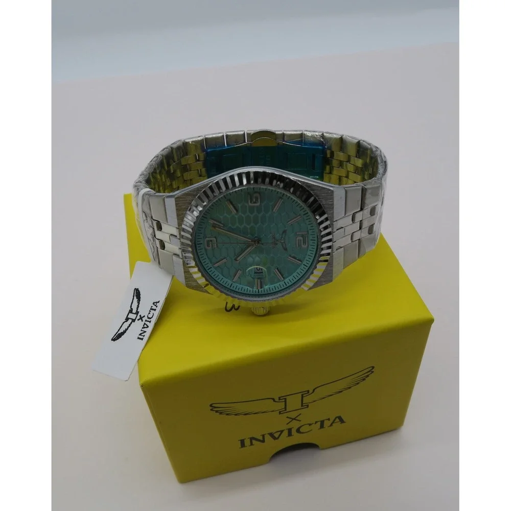 Invicta Specialty Mens Watch 69859 Aqua Honeycomb Dial Stainless Steel Watch